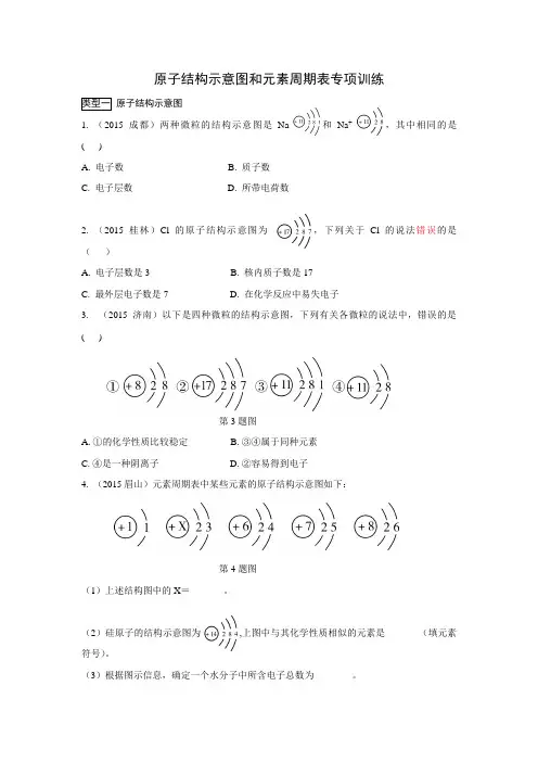 原子结构示意图和元素周期表专项训练