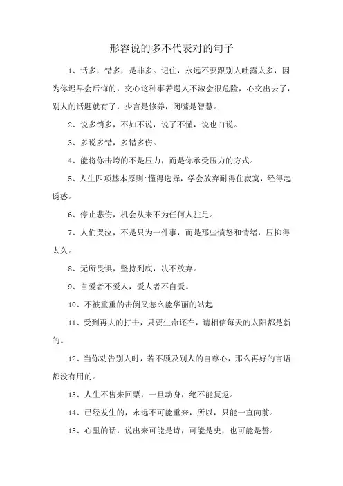 形容说的多不代表对的句子
