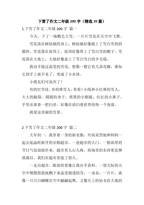 下雪了作文二年级200字(精选20篇)