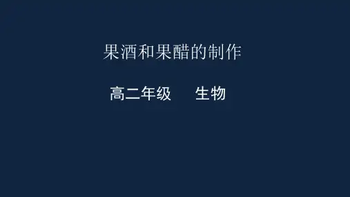 人教版高中生物选择性必修第3册 果酒果醋的制作