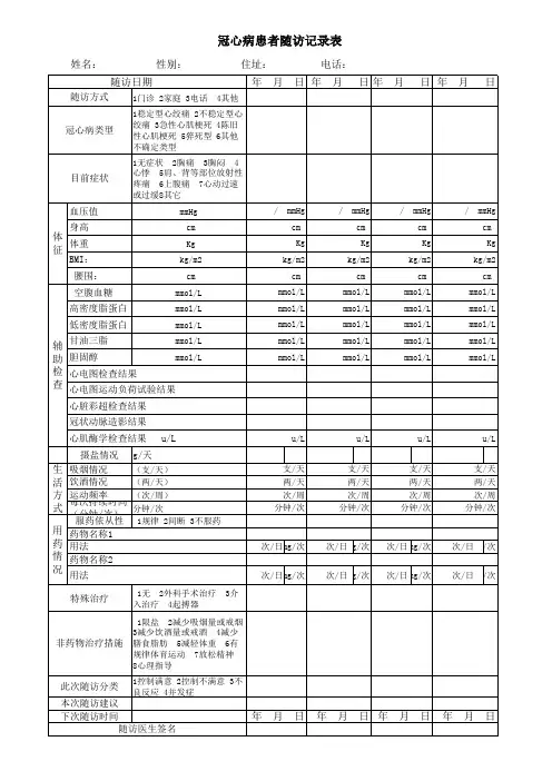 冠心病随访表17083