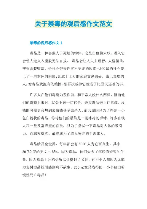 关于禁毒的观后感作文范文