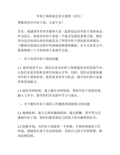 年轻干部座谈会发言提纲(县长)