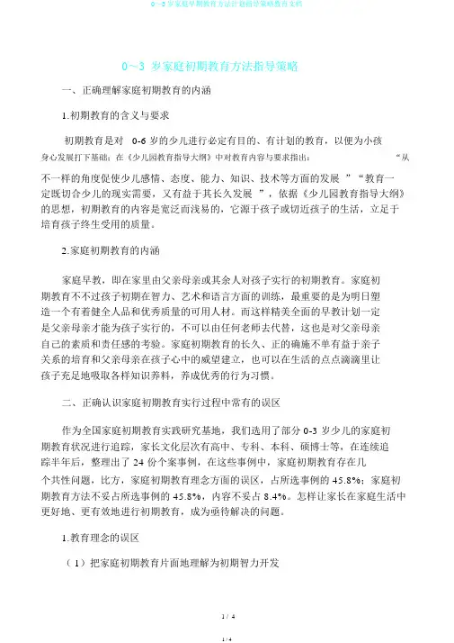 0～3岁家庭早期教育方法计划指导策略教育文档