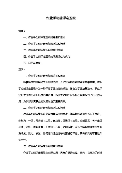 作业手功能评定五级