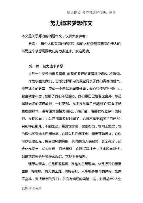 努力追求梦想作文