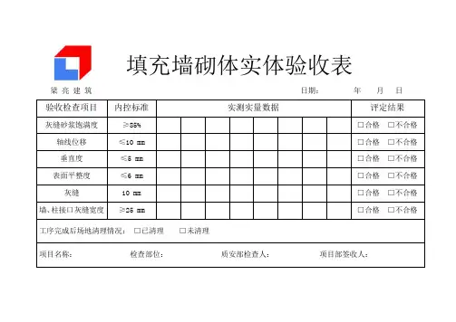 实测实量工程测量表格
