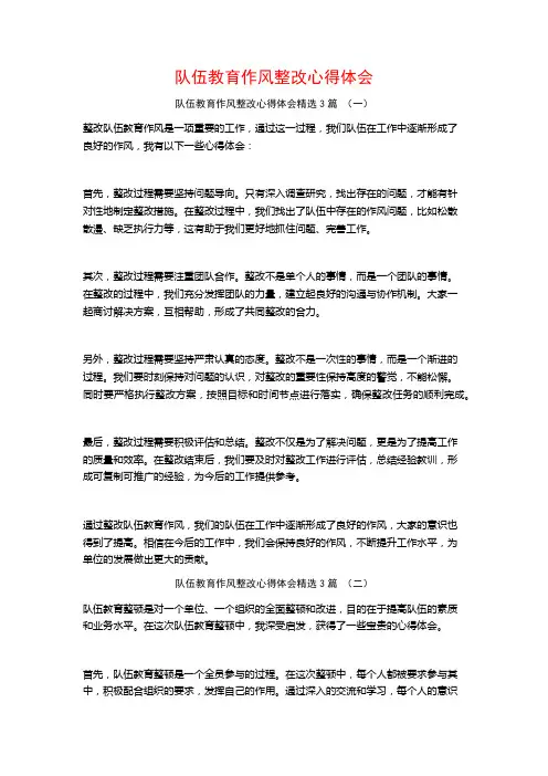 队伍教育作风整改心得体会3篇