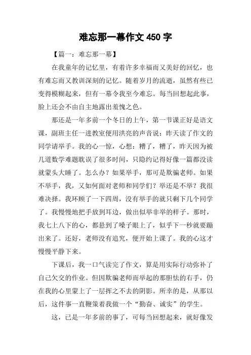 难忘那一幕作文450字