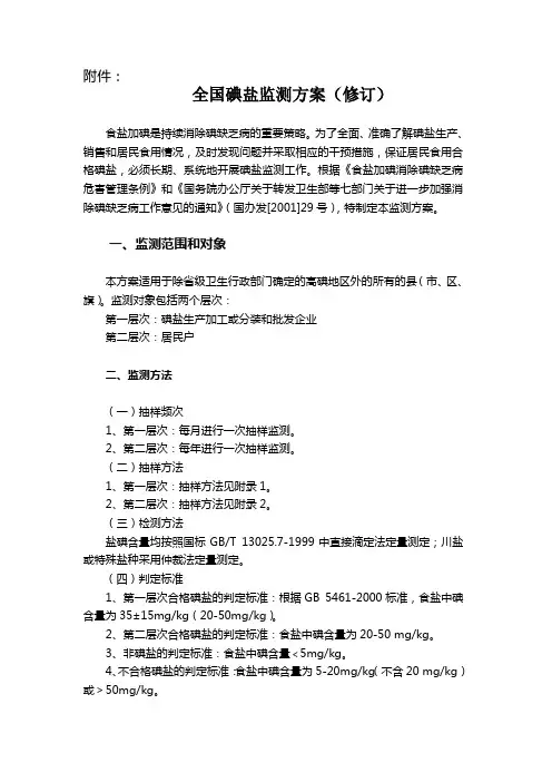 全国碘盐监测方案