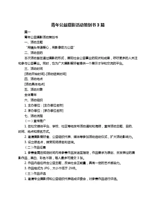 青年公益摄影活动策划书3篇