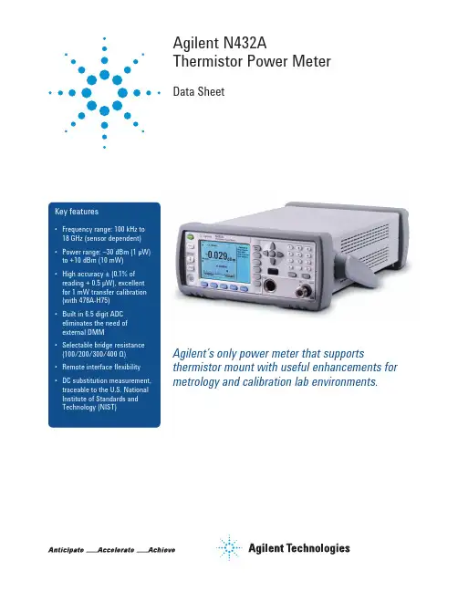 Agilent N432A Thermistor Power Meter 数据手册说明书