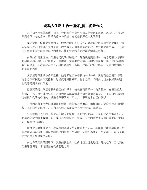是我人生路上的一盏灯_初二优秀作文