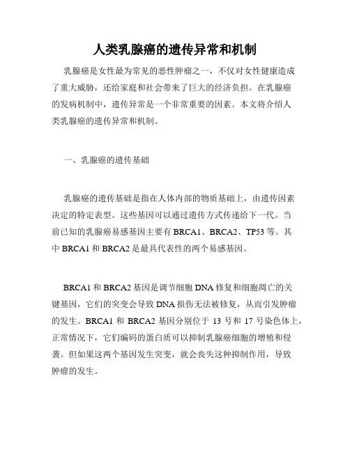 人类乳腺癌的遗传异常和机制