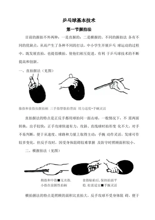 小学生学习乒乓球基本技法