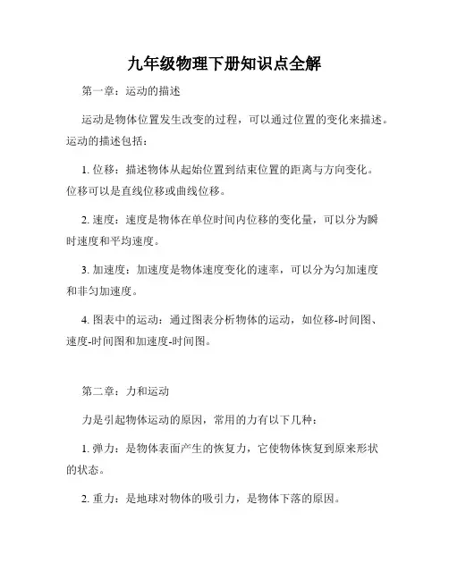 九年级物理下册知识点全解
