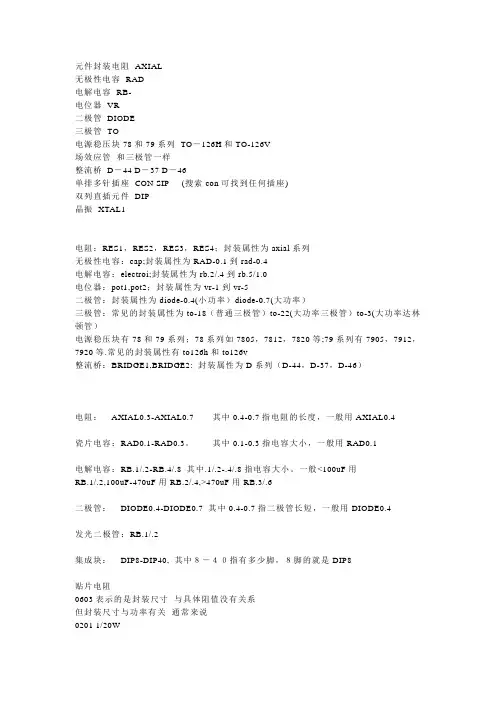 封装对照表