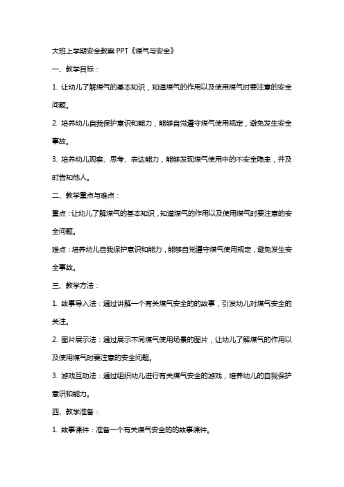 大班上学期安全教案《煤气与安全》