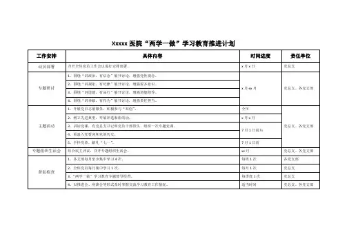 医院“两学一做”学习教育推进计划