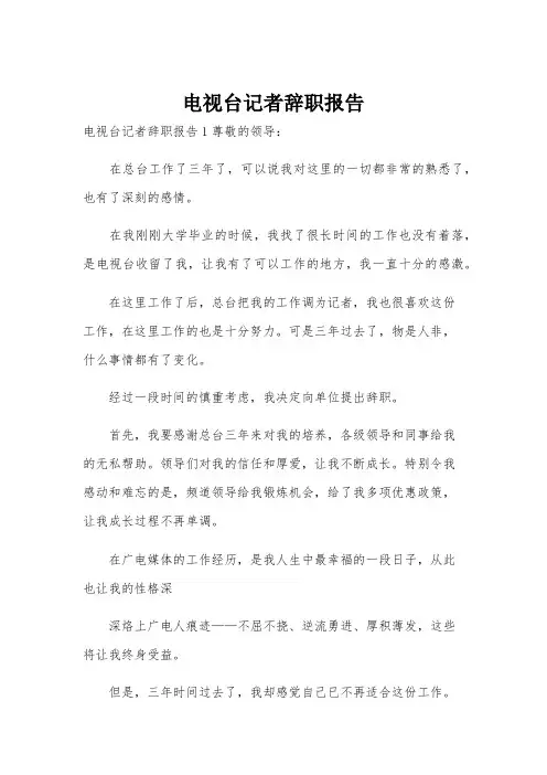 电视台记者辞职报告