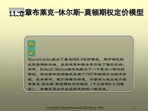 布莱克休尔斯莫顿期权定价模型(ppt41张)