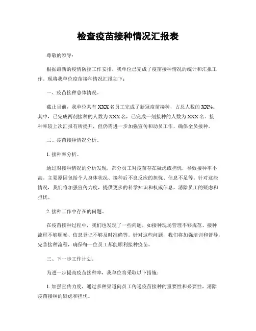检查疫苗接种情况汇报表