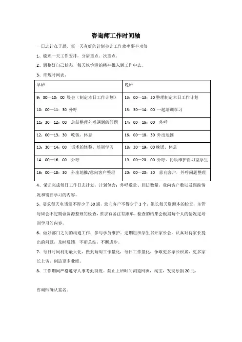 咨询师工作时间轴