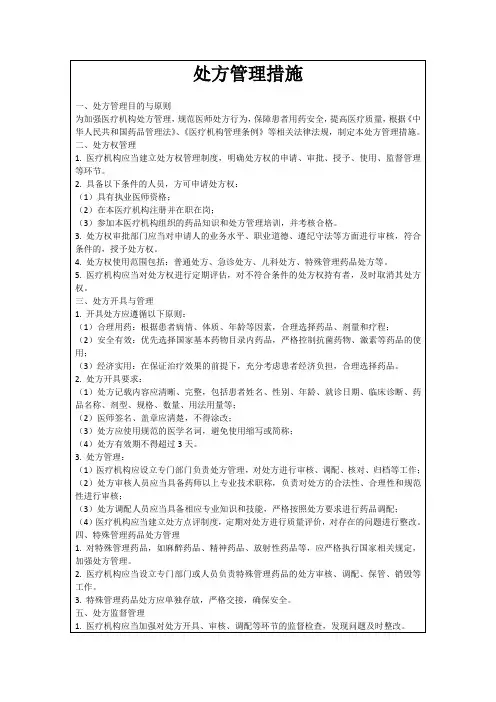 处方管理措施