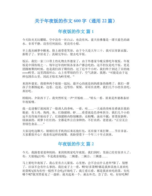 关于年夜饭的作文600字(通用22篇)