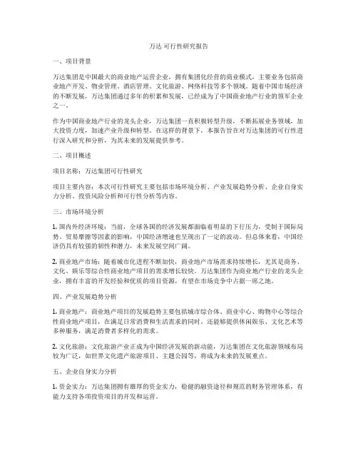 万达 可行性研究报告