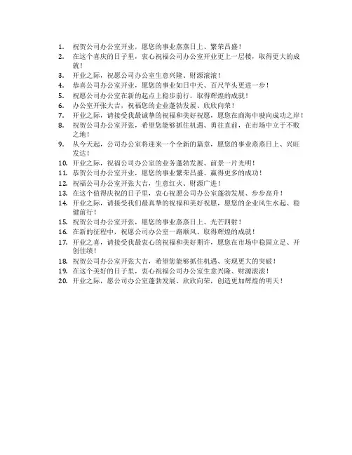 公司办公室开业庆典祝福语