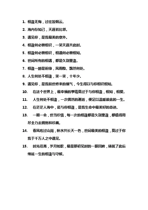 相逢的优美句子