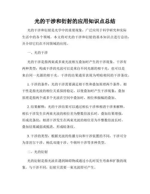 光的干涉和衍射的应用知识点总结