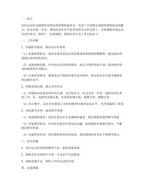 田径专项工作总结报告