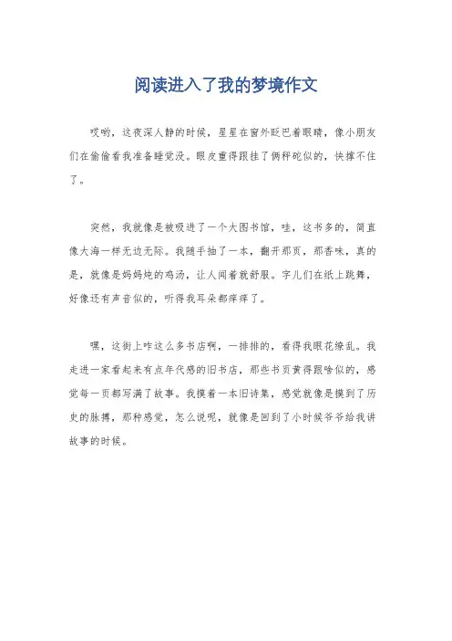 阅读进入了我的梦境作文