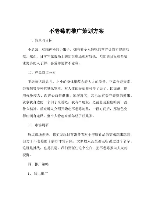 不老莓的推广策划方案