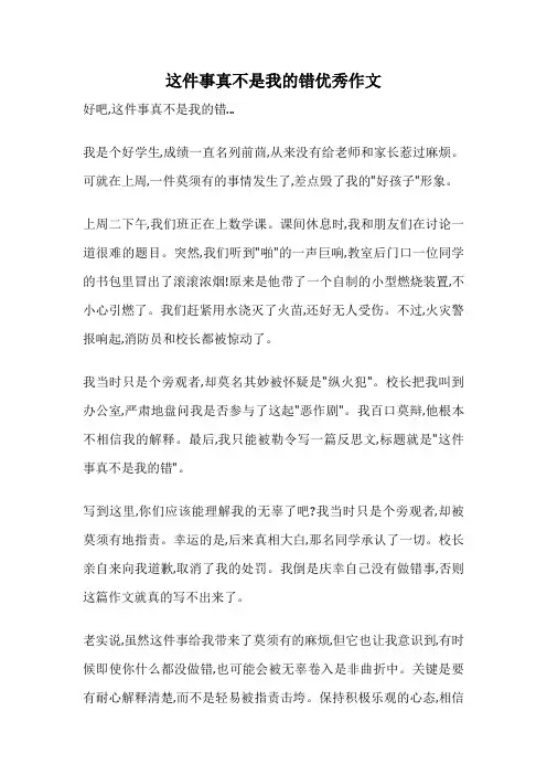 这件事真不是我的错优秀作文