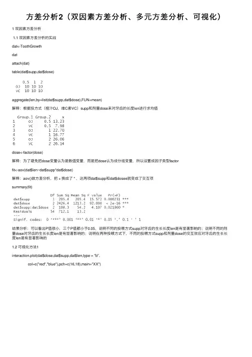 方差分析2（双因素方差分析、多元方差分析、可视化）