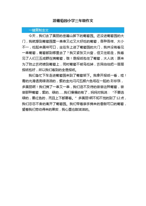 游葡萄园小学三年级作文