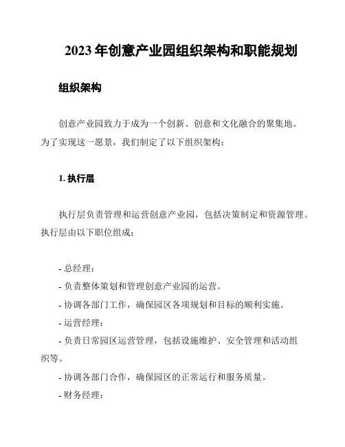 2023年创意产业园组织架构和职能规划