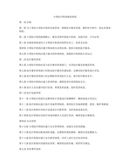 小型医疗机构规章制度