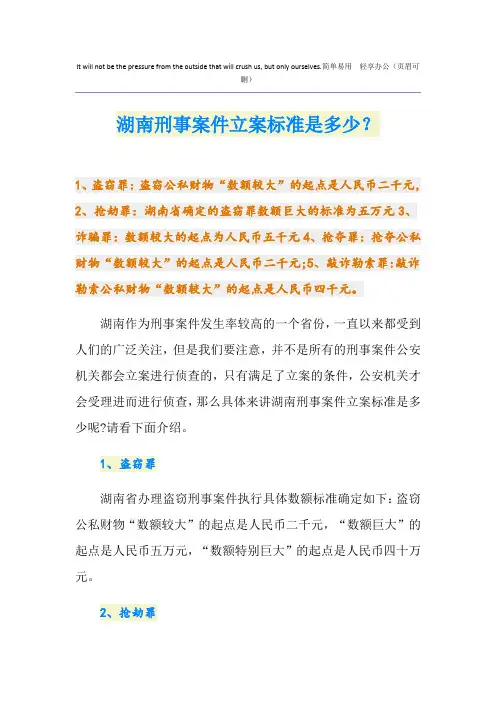 湖南刑事案件立案标准是多少？