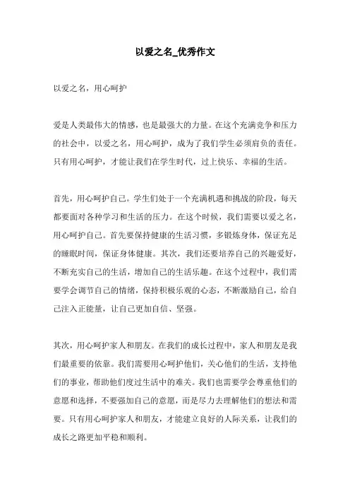 以爱之名优秀作文