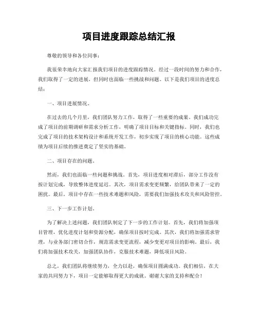 项目进度跟踪总结汇报