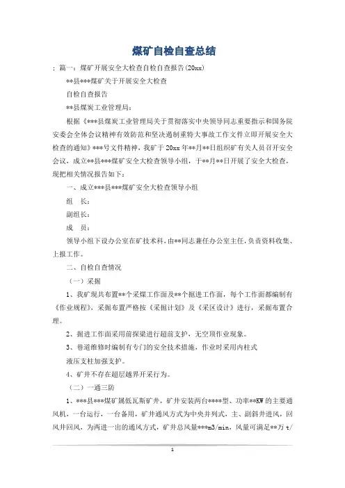 煤矿自检自查总结