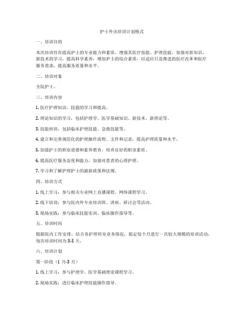 护士外出培训计划格式