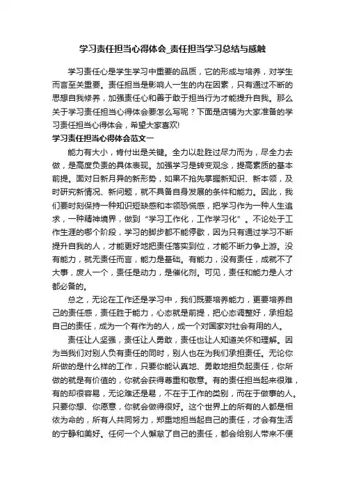 学习责任担当心得体会_责任担当学习总结与感触