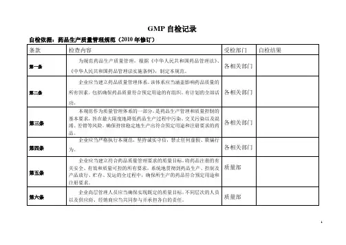 新版GMP自检记录