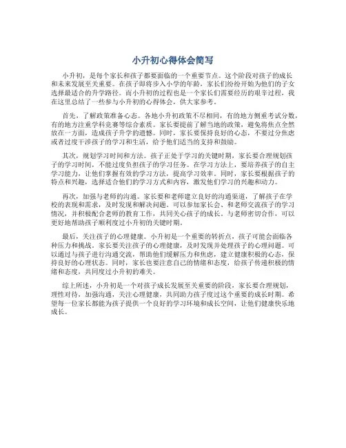 小升初心得体会简写