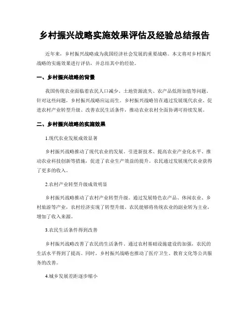 乡村振兴战略实施效果评估及经验总结报告